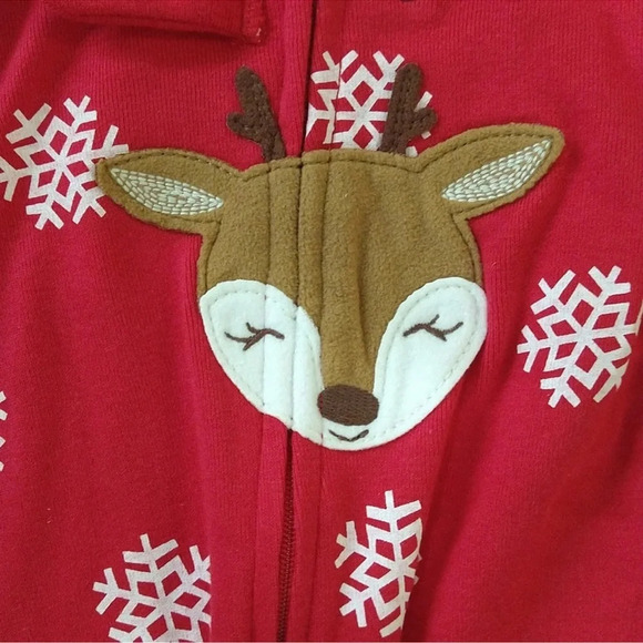 Carter's Toddler Girls' Snowflake Reindeer /Black Santa Footed Pj Set Christmas - Picture 9 of 14